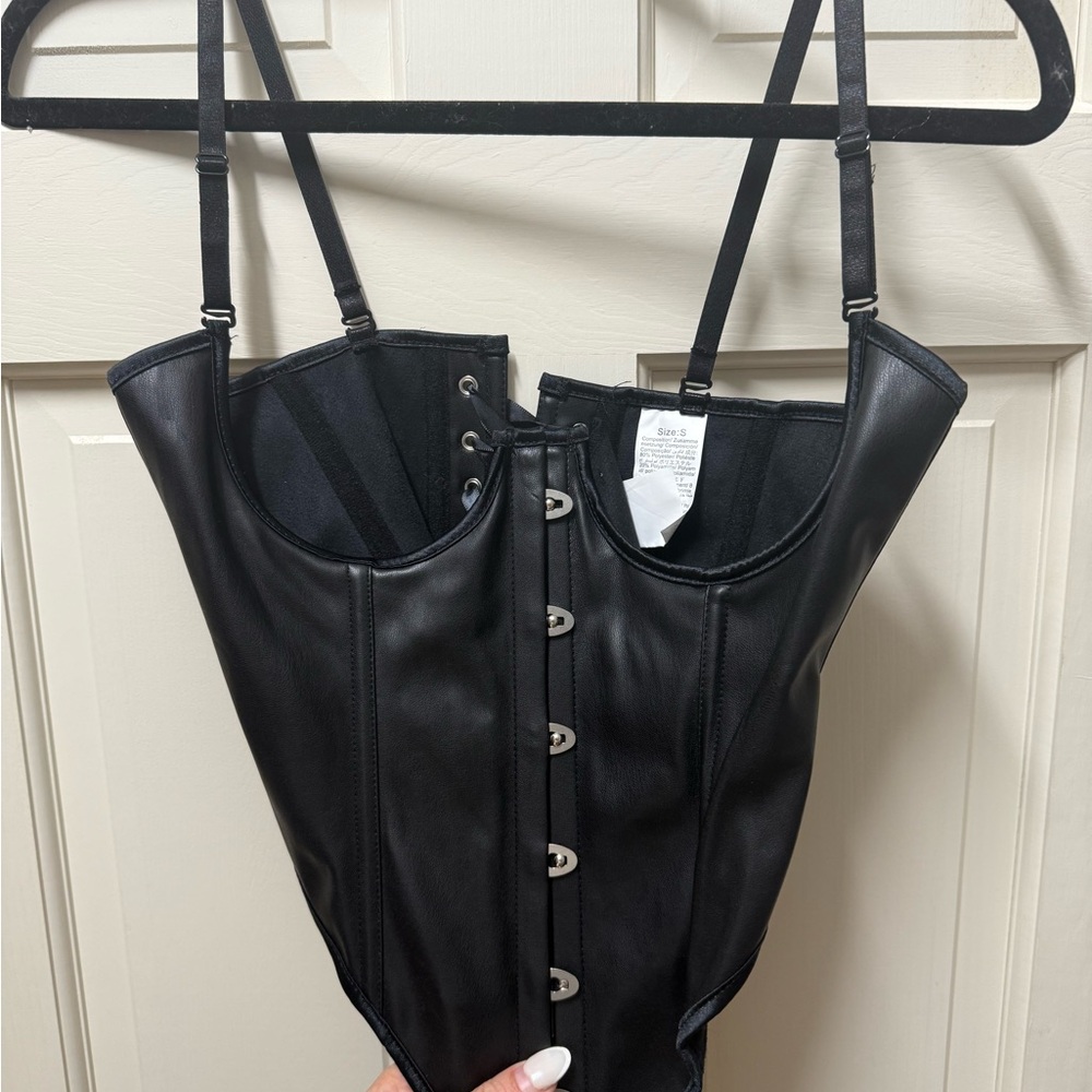 Black Leather Corset Top